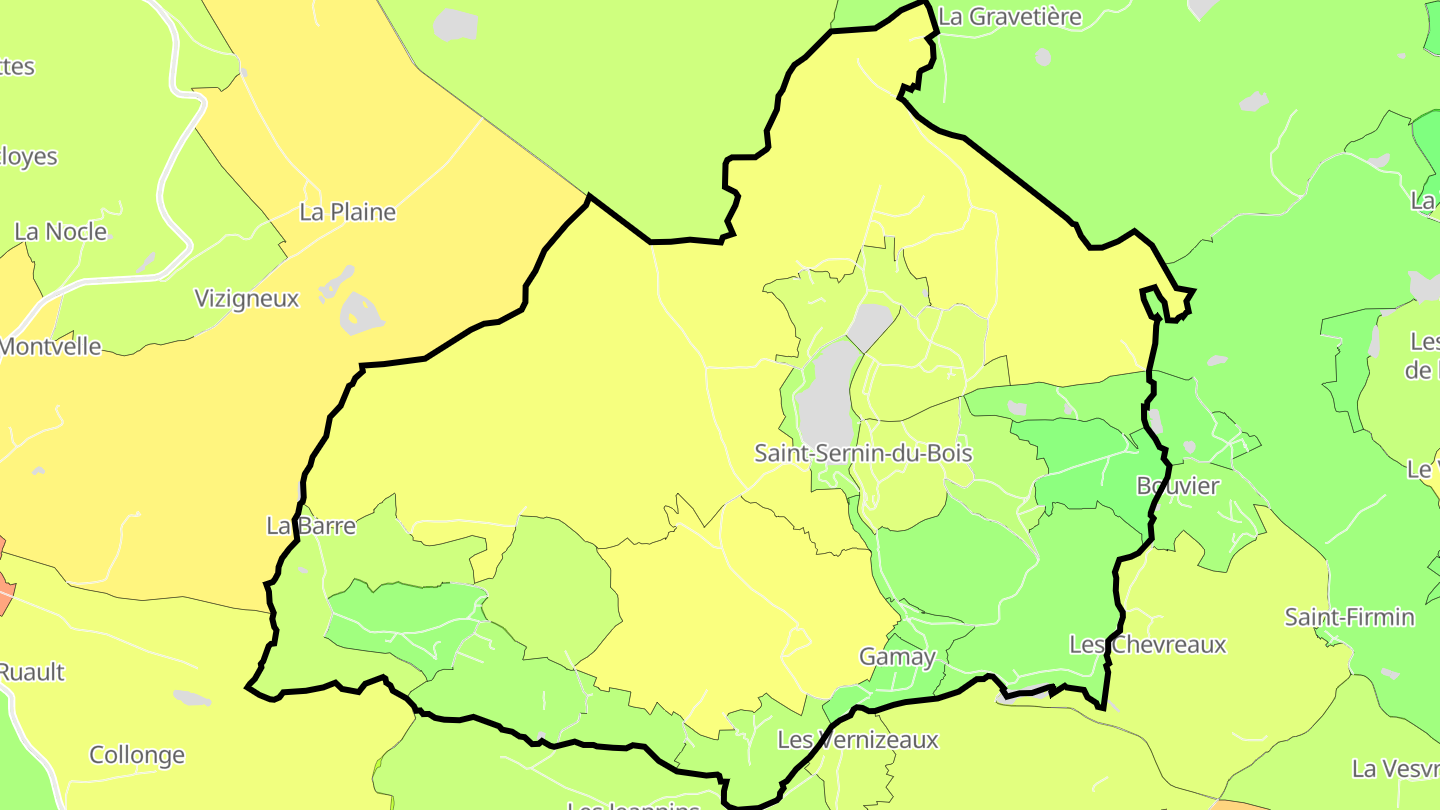 Carte des prix de l'immobilier Saint-Sernin-du-Bois