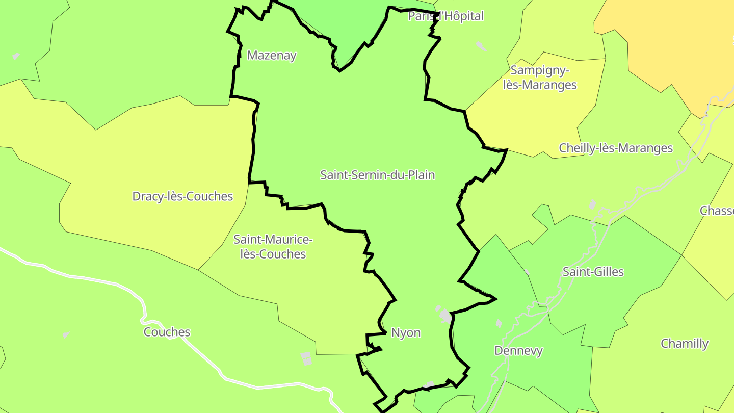 Carte des prix de l'immobilier Saint-Sernin-du-Plain