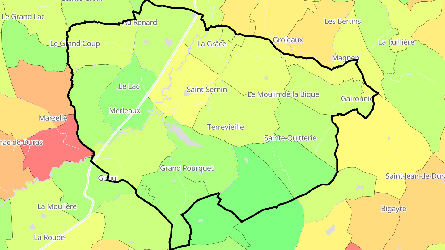 Carte des prix de l'immobilier Saint-Sernin