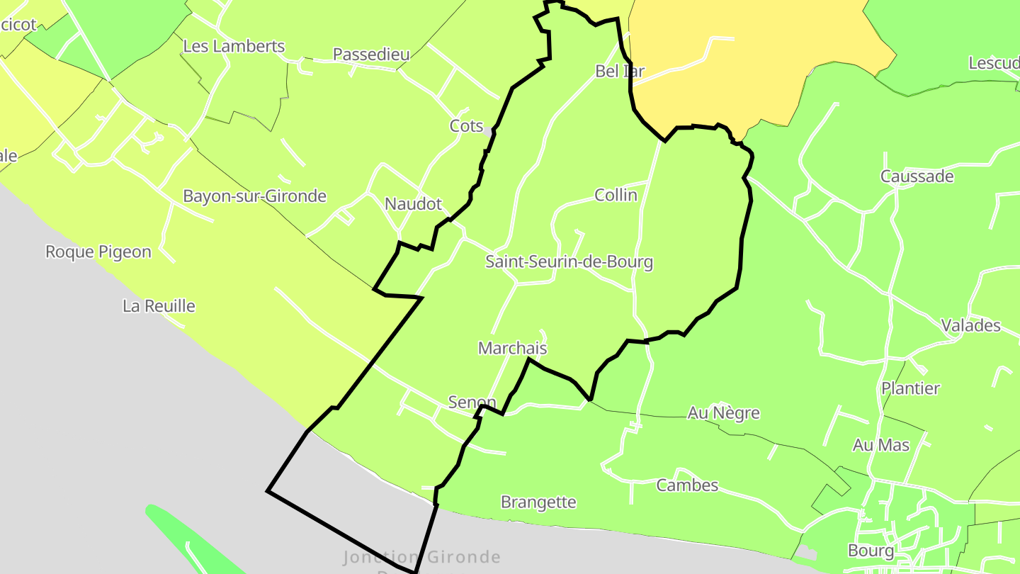Carte des prix de l'immobilier Saint-Seurin-de-Bourg