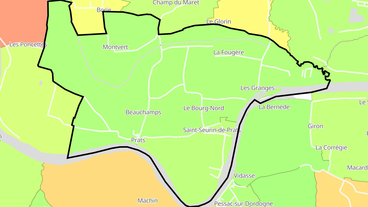 Carte des prix de l'immobilier Saint-Seurin-de-Prats