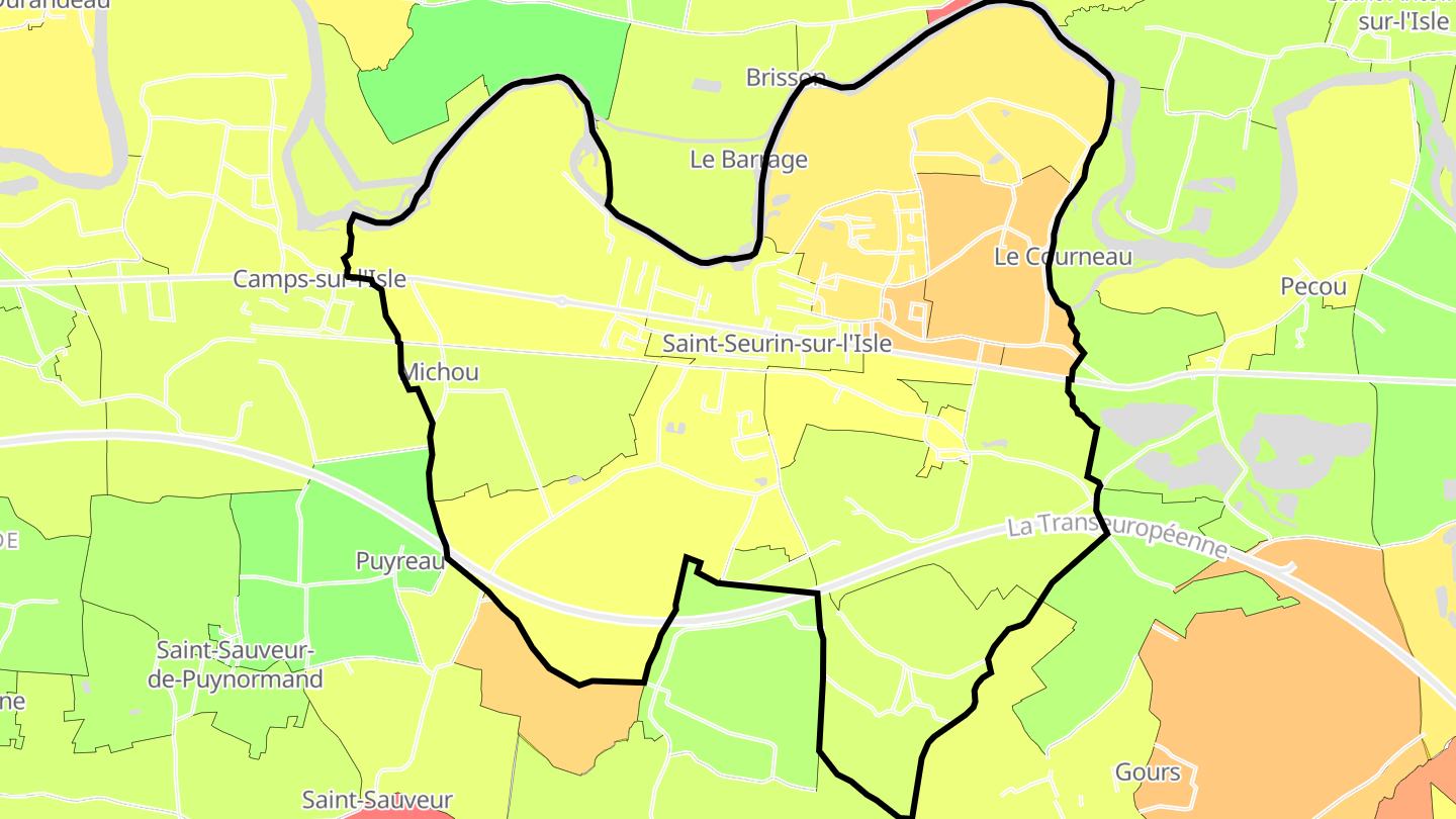 Carte des prix de l'immobilier Saint-Seurin-sur-l'Isle