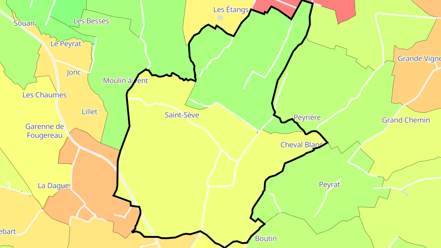 Carte des prix de l'immobilier Saint-Sève