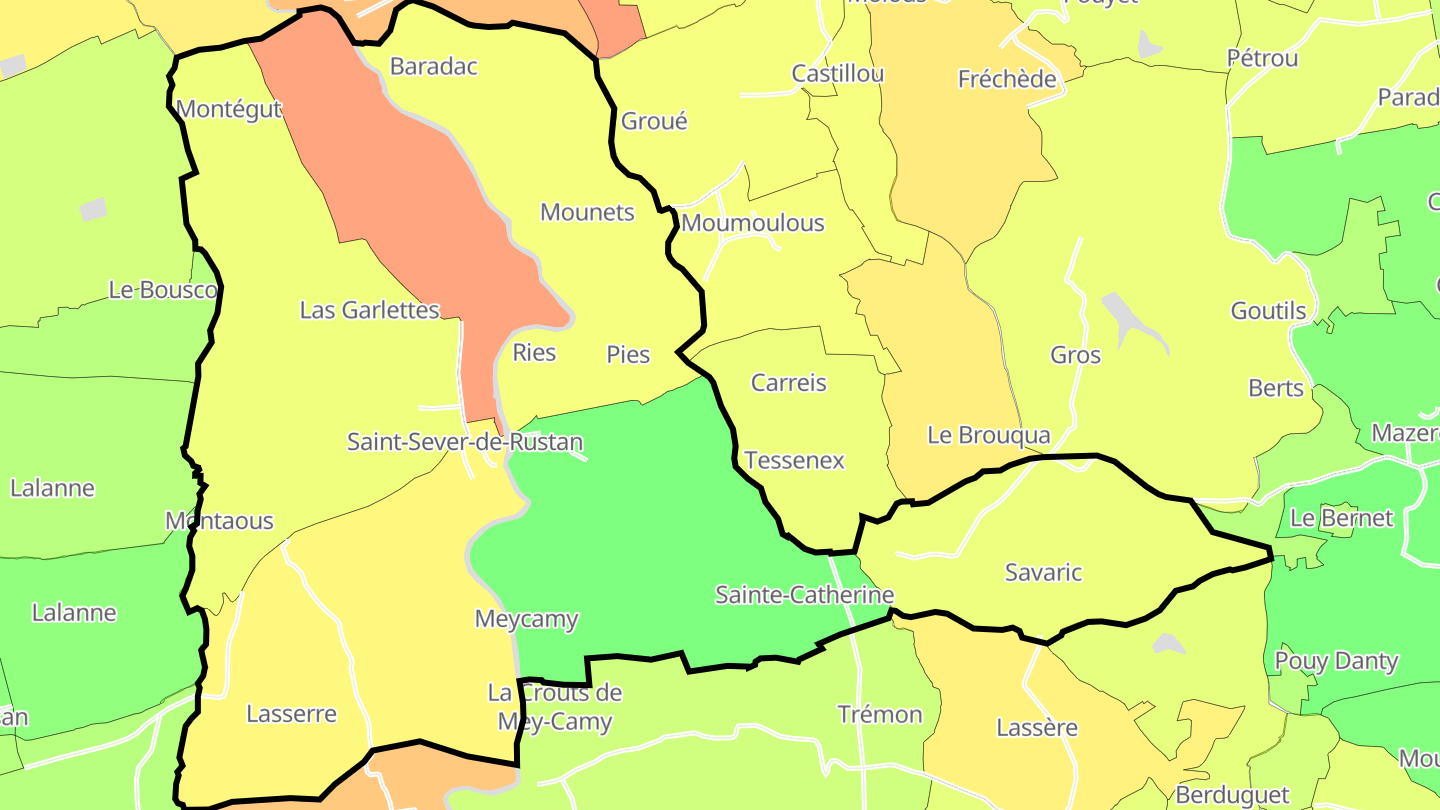 Carte des prix de l'immobilier Saint-Sever-de-Rustan