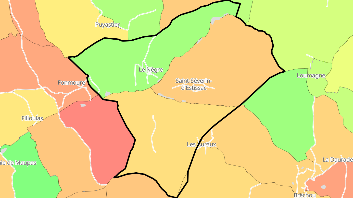 Carte des prix de l'immobilier Saint-Séverin-d'Estissac
