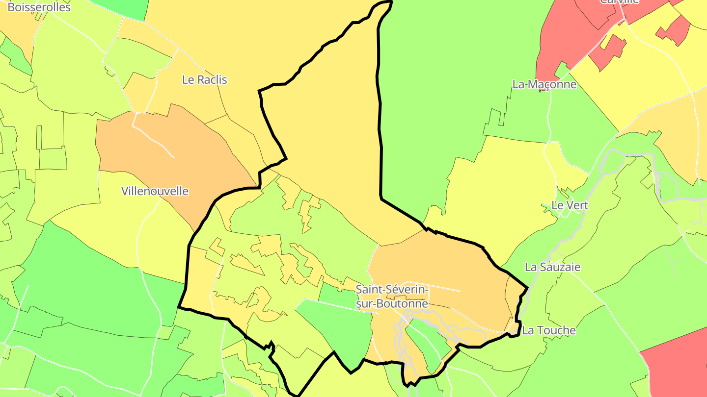 Carte des prix de l'immobilier Saint-Séverin-sur-Boutonne
