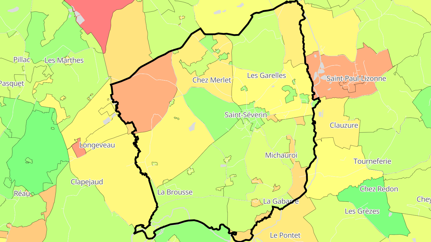 Carte des prix de l'immobilier Saint-Séverin