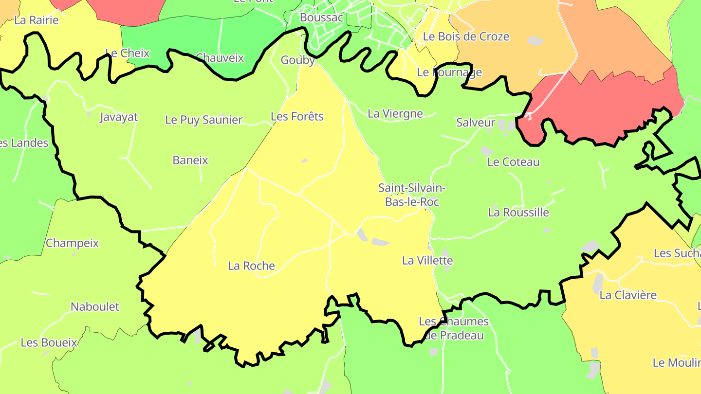 Carte des prix de l'immobilier Saint-Silvain-Bas-le-Roc