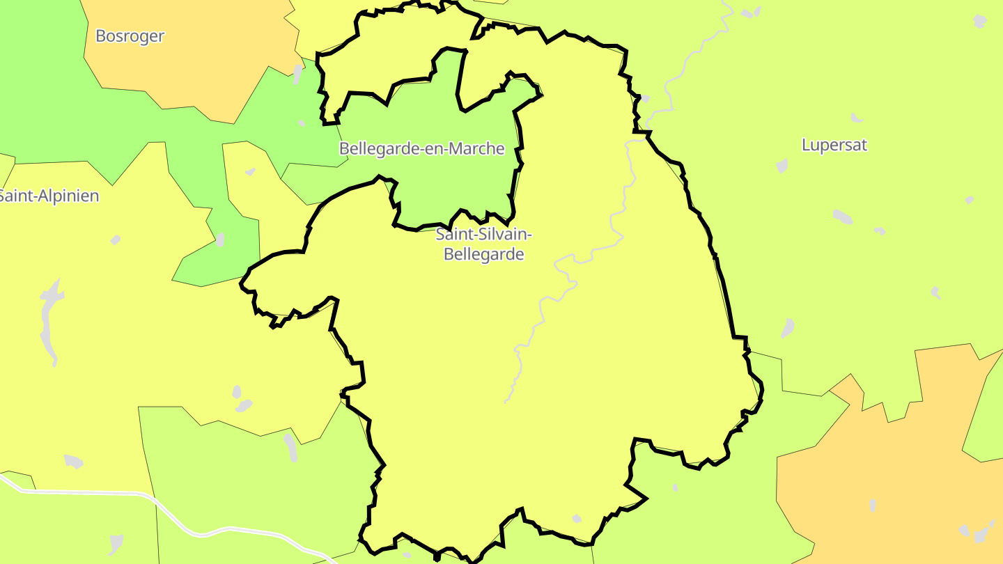 Carte des prix de l'immobilier Saint-Silvain-Bellegarde