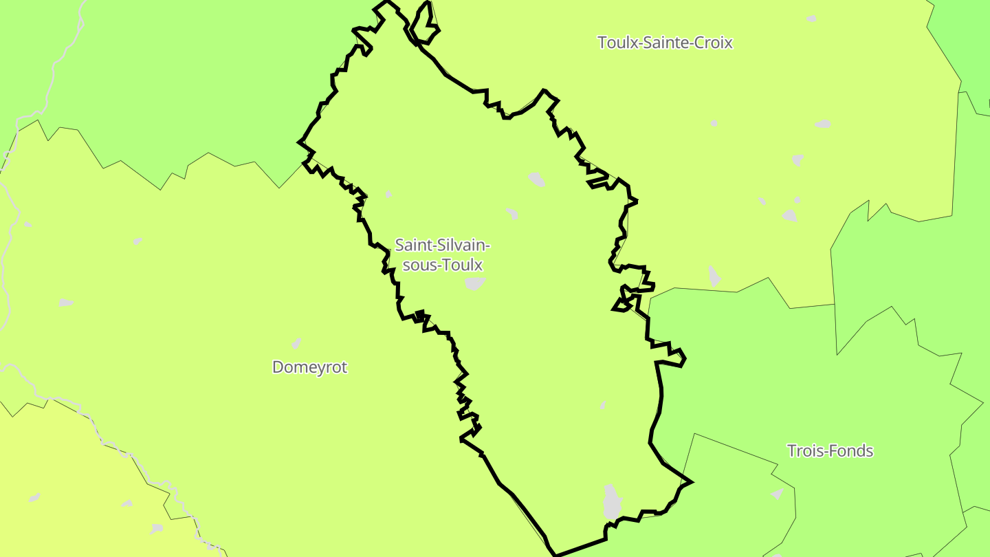 Carte des prix de l'immobilier Saint-Silvain-sous-Toulx
