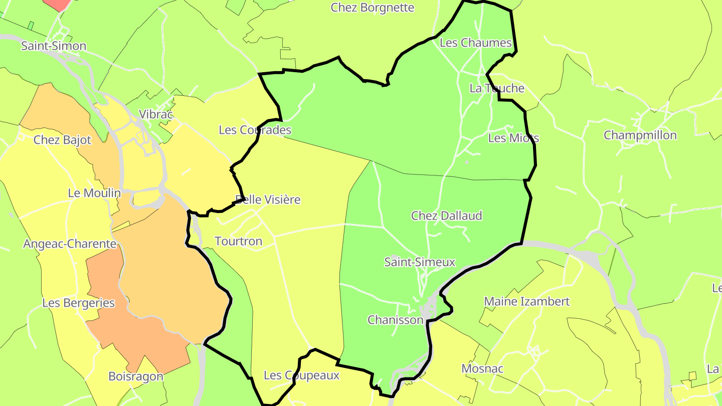 Carte des prix de l'immobilier Saint-Simeux