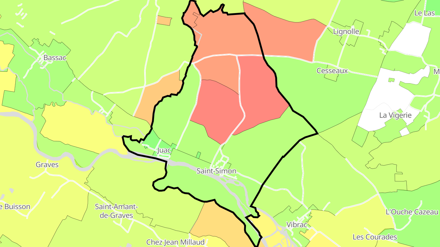 Carte des prix de l'immobilier Saint-Simon