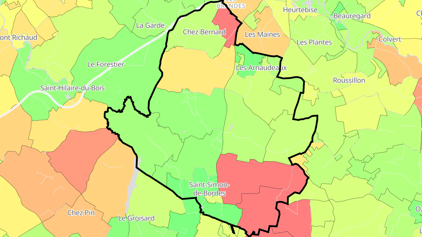 Carte des prix de l'immobilier Saint-Simon-de-Bordes