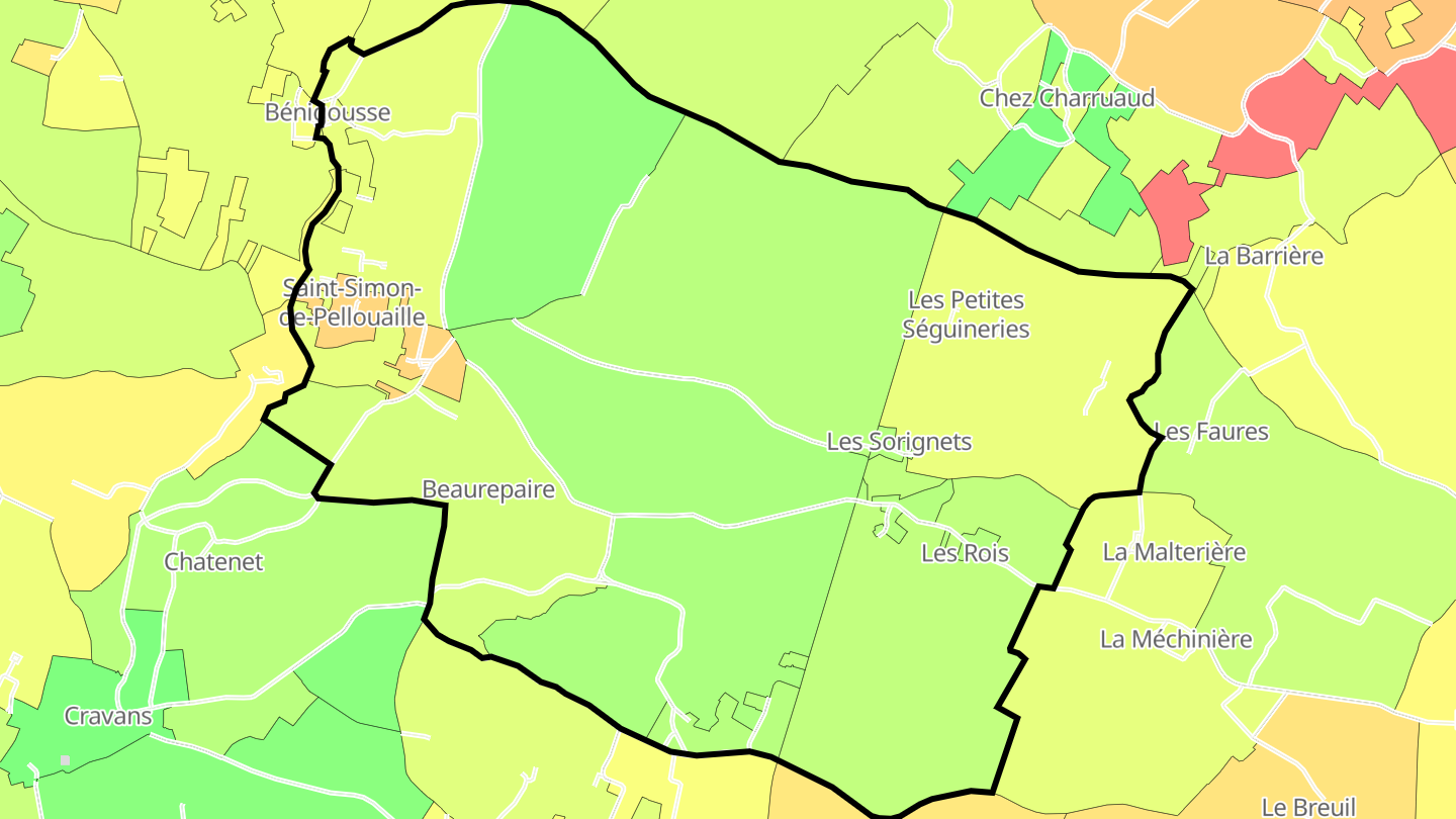 Carte des prix de l'immobilier Saint-Simon-de-Pellouaille