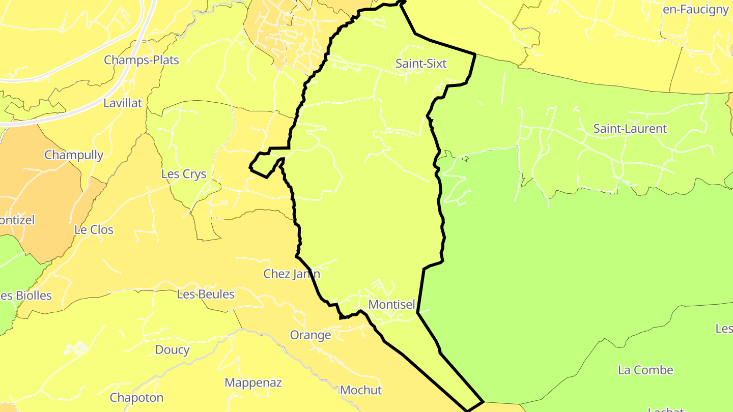 Carte des prix de l'immobilier Saint-Sixt