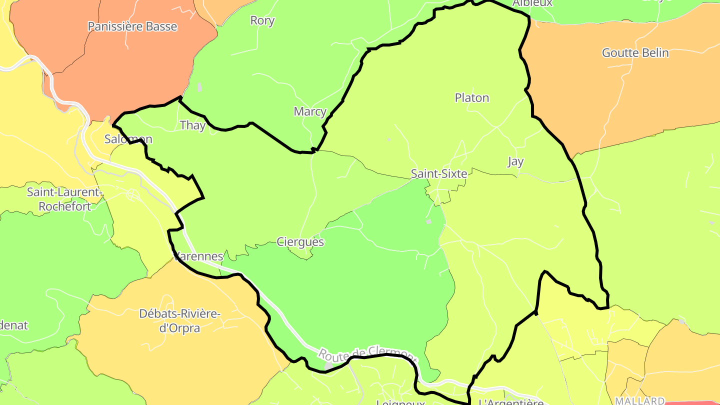 Carte des prix de l'immobilier Saint-Sixte