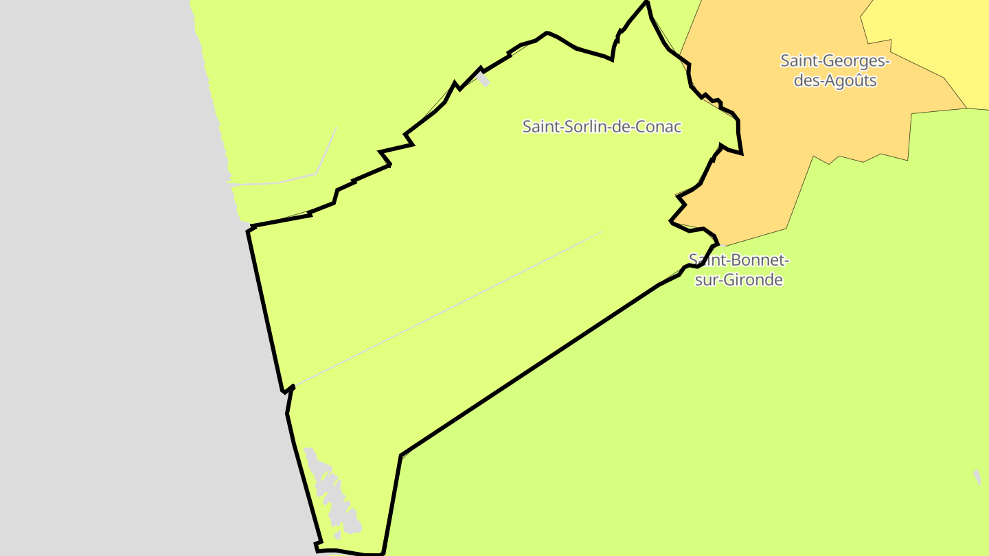 Carte des prix de l'immobilier Saint-Sorlin-de-Conac