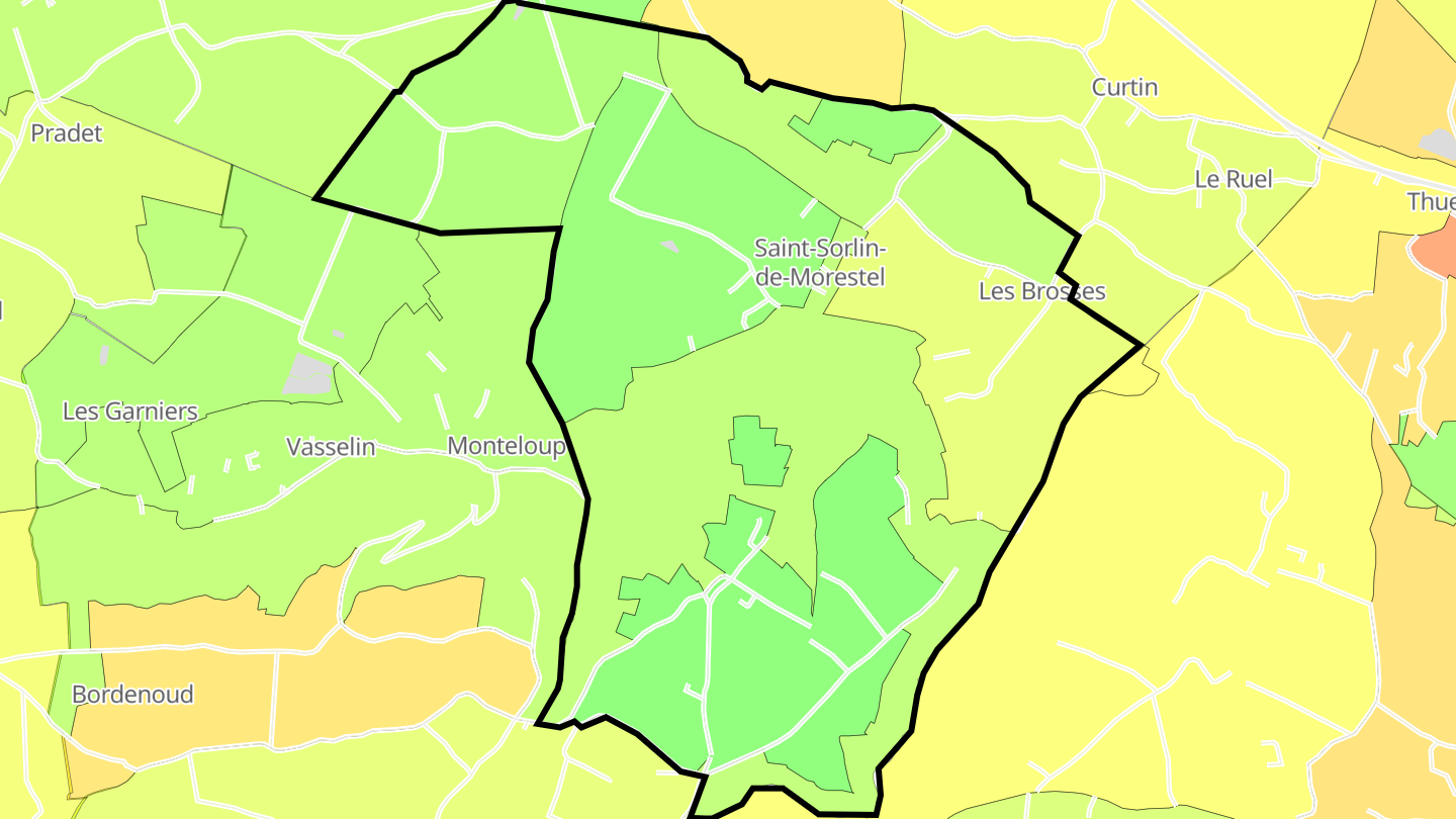 Carte des prix de l'immobilier Saint-Sorlin-de-Morestel