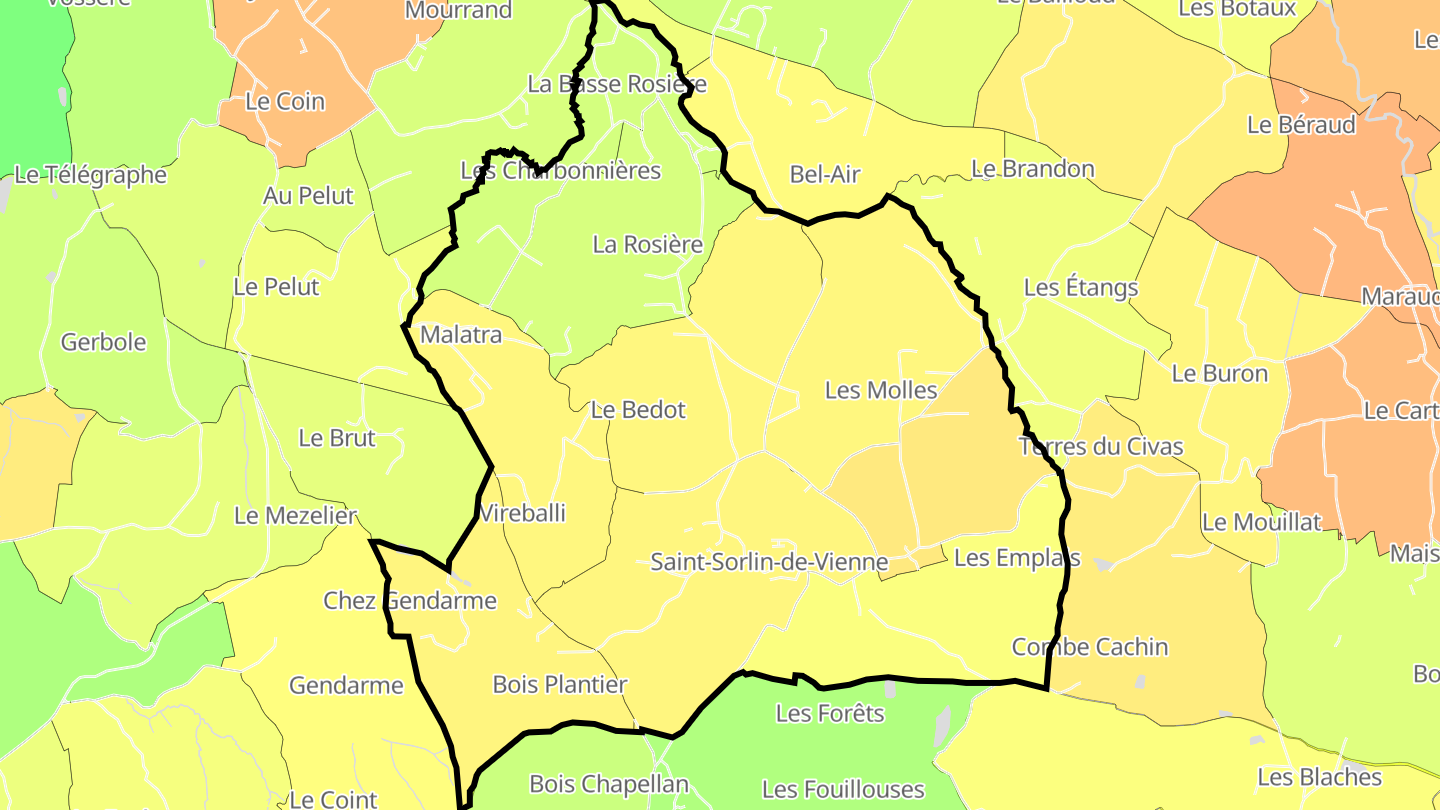 Carte des prix de l'immobilier Saint-Sorlin-de-Vienne