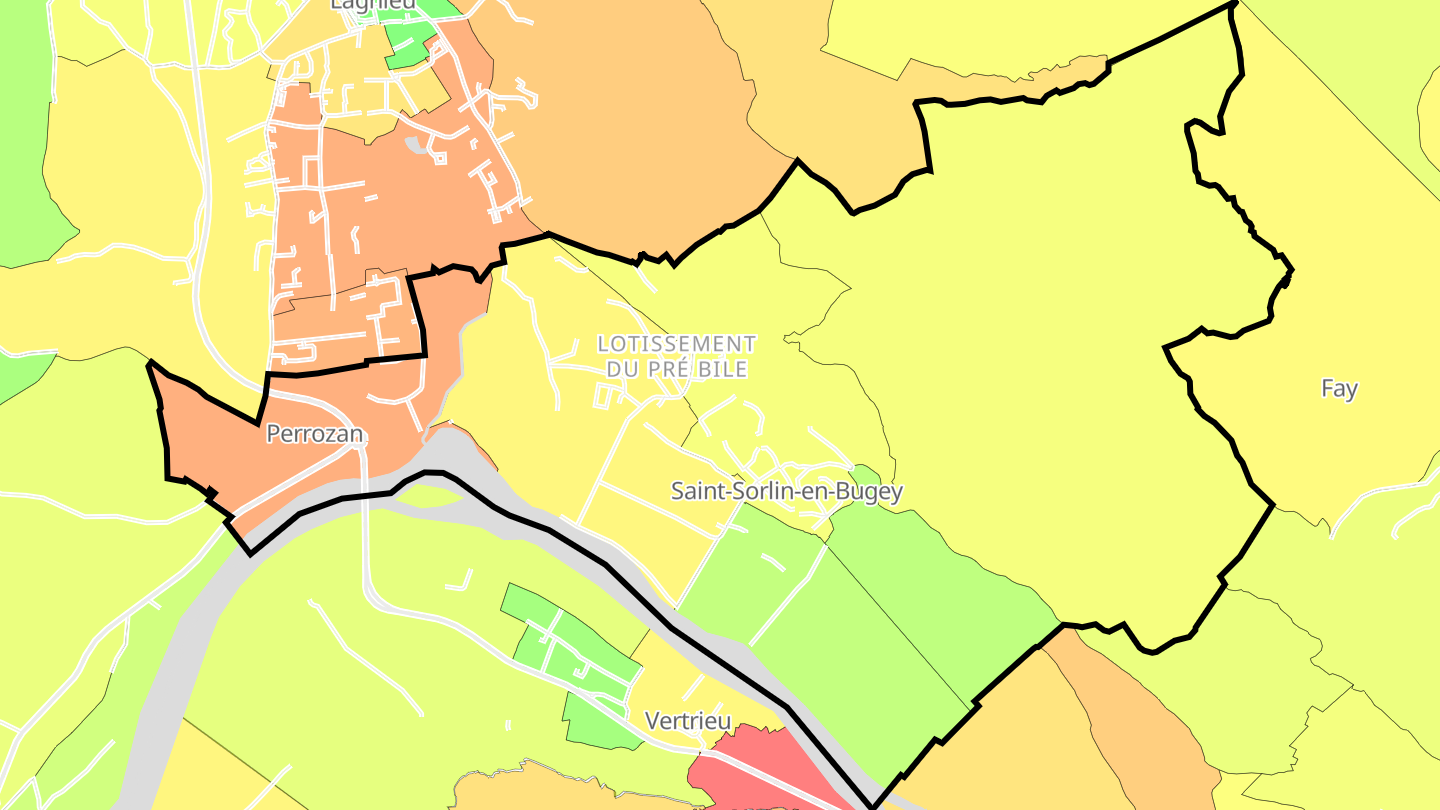 Carte des prix de l'immobilier Saint-Sorlin-en-Bugey