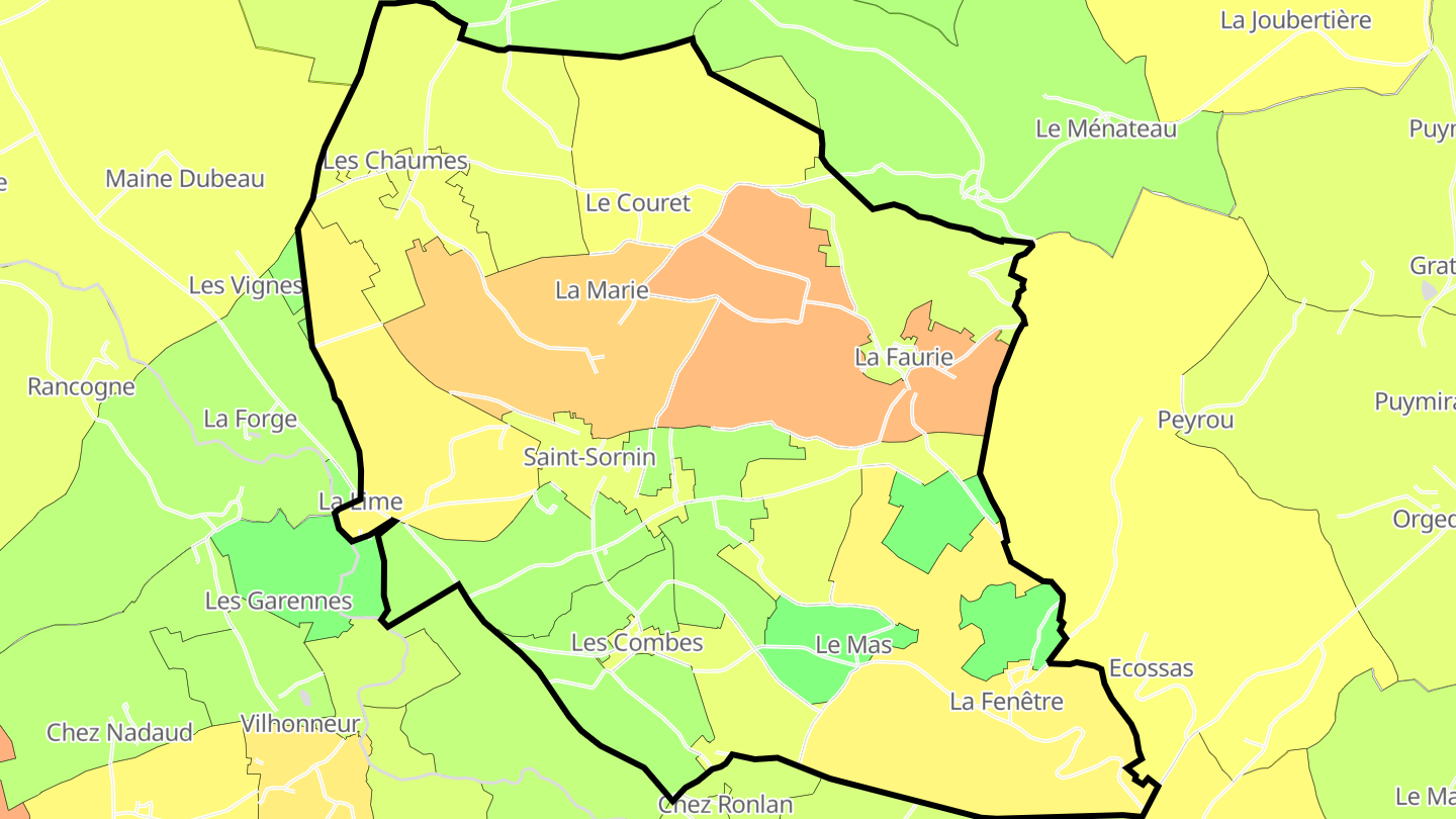 Carte des prix de l'immobilier Saint-Sornin