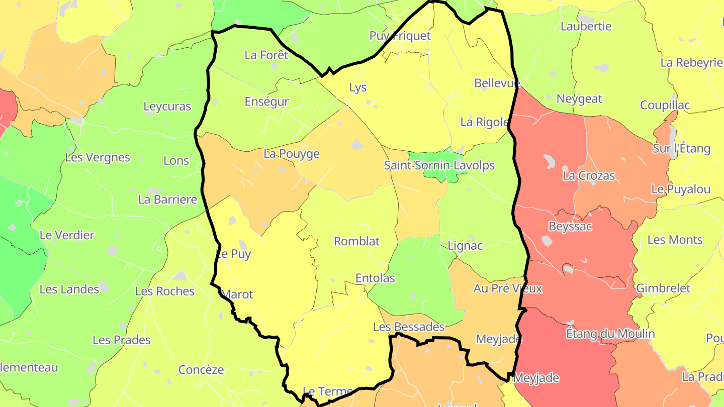 Carte des prix de l'immobilier Saint-Sornin-Lavolps
