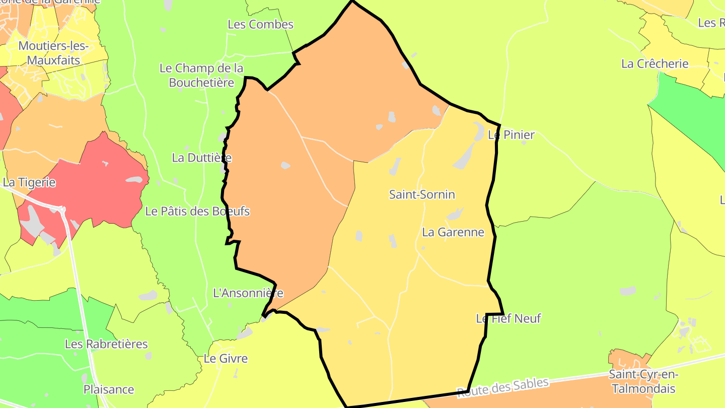 Carte des prix de l'immobilier Saint-Sornin