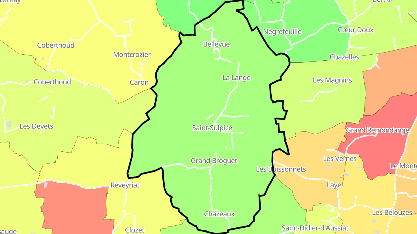 Carte des prix de l'immobilier Saint-Sulpice