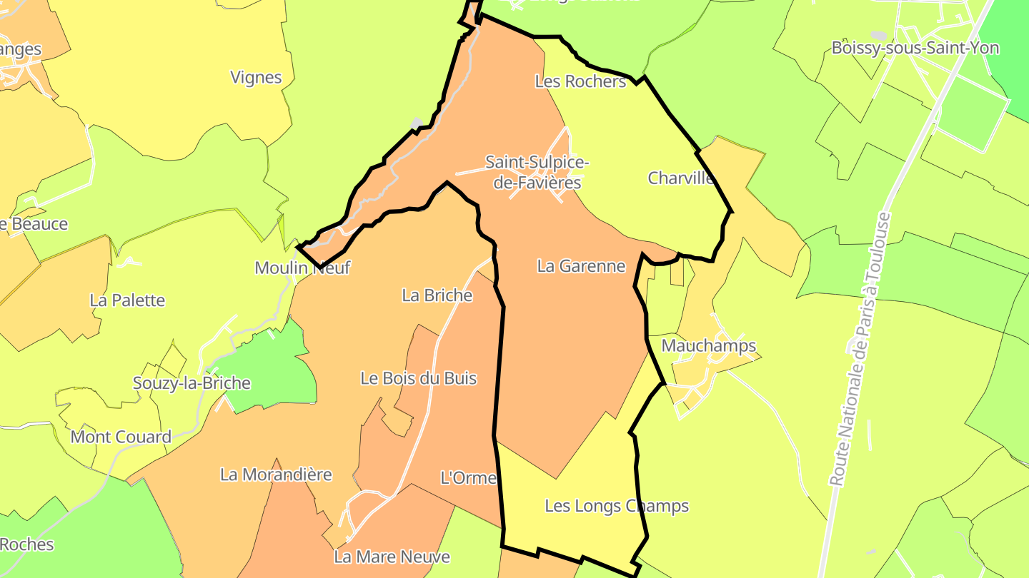 Carte des prix de l'immobilier Saint-Sulpice-de-Favières