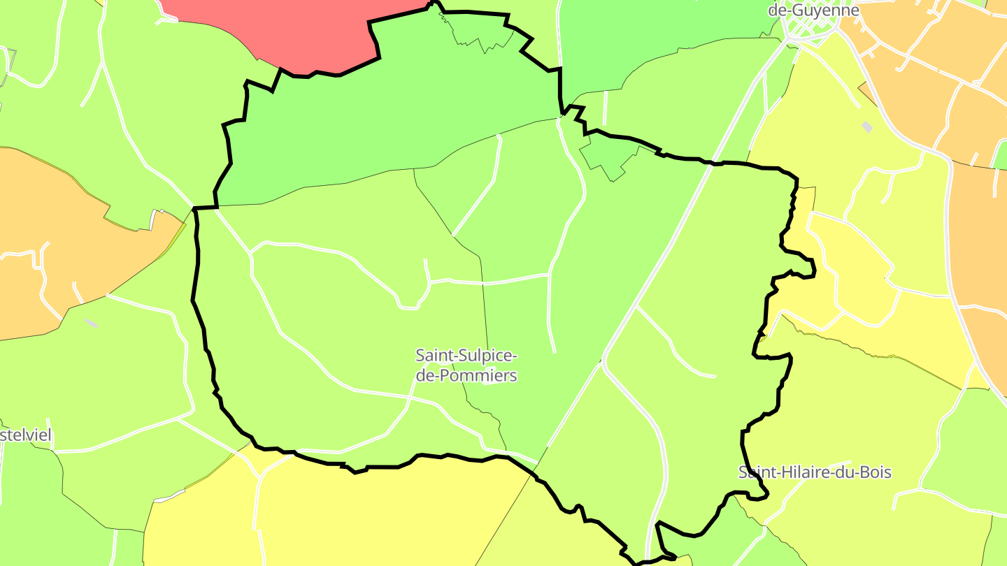 Carte des prix de l'immobilier Saint-Sulpice-de-Pommiers
