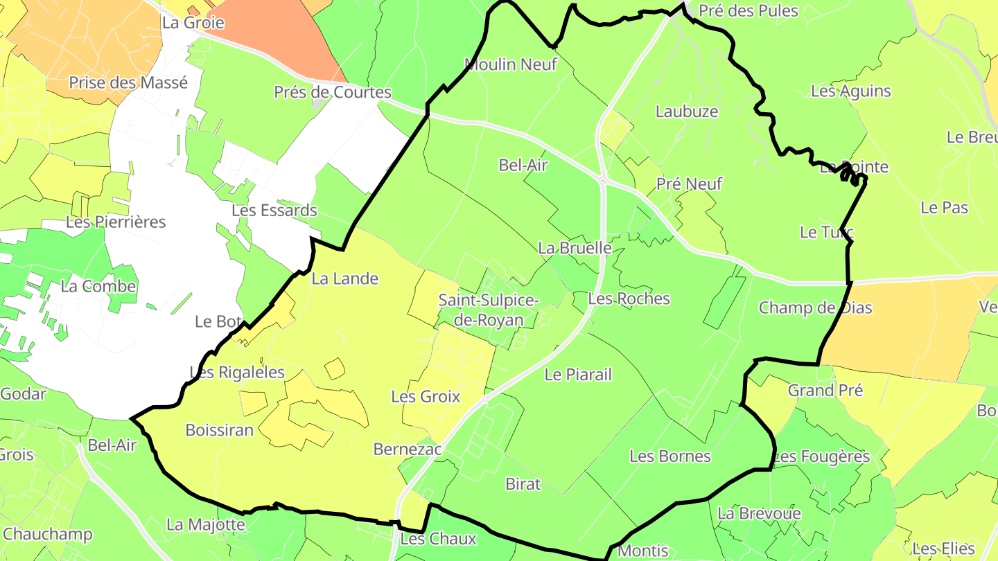Carte des prix de l'immobilier Saint-Sulpice-de-Royan