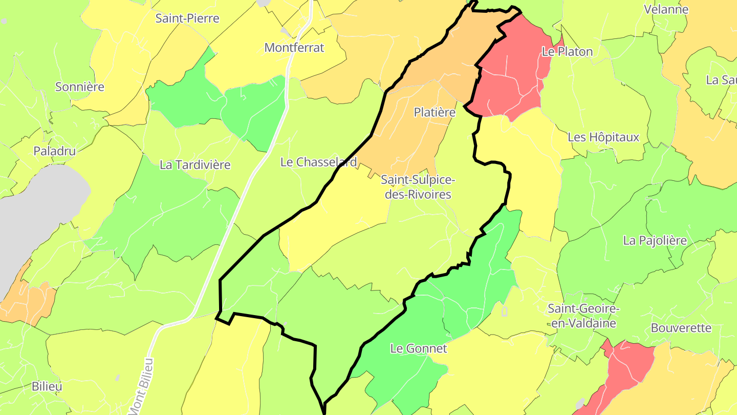 Carte des prix de l'immobilier Saint-Sulpice-des-Rivoires