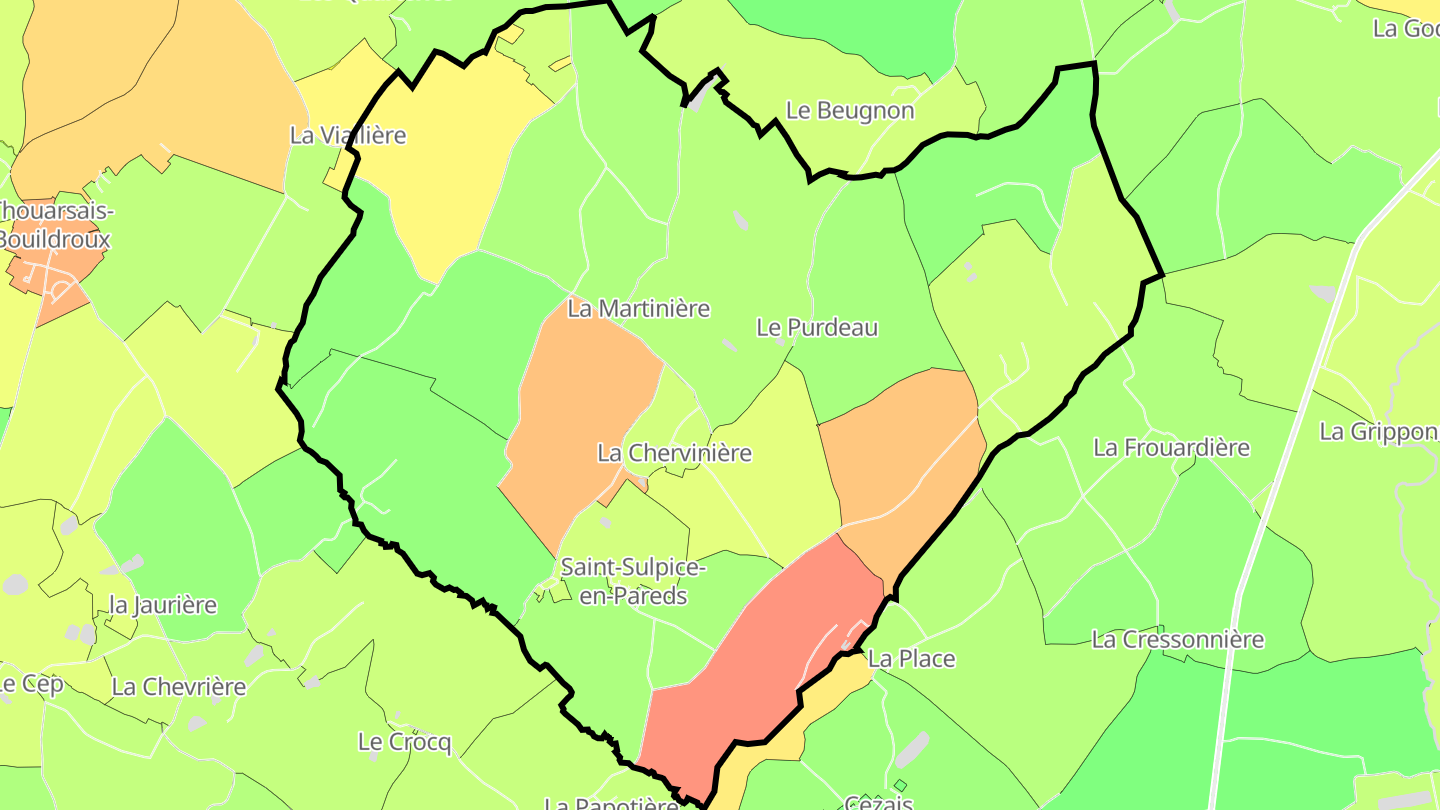 Carte des prix de l'immobilier Saint-Sulpice-en-Pareds