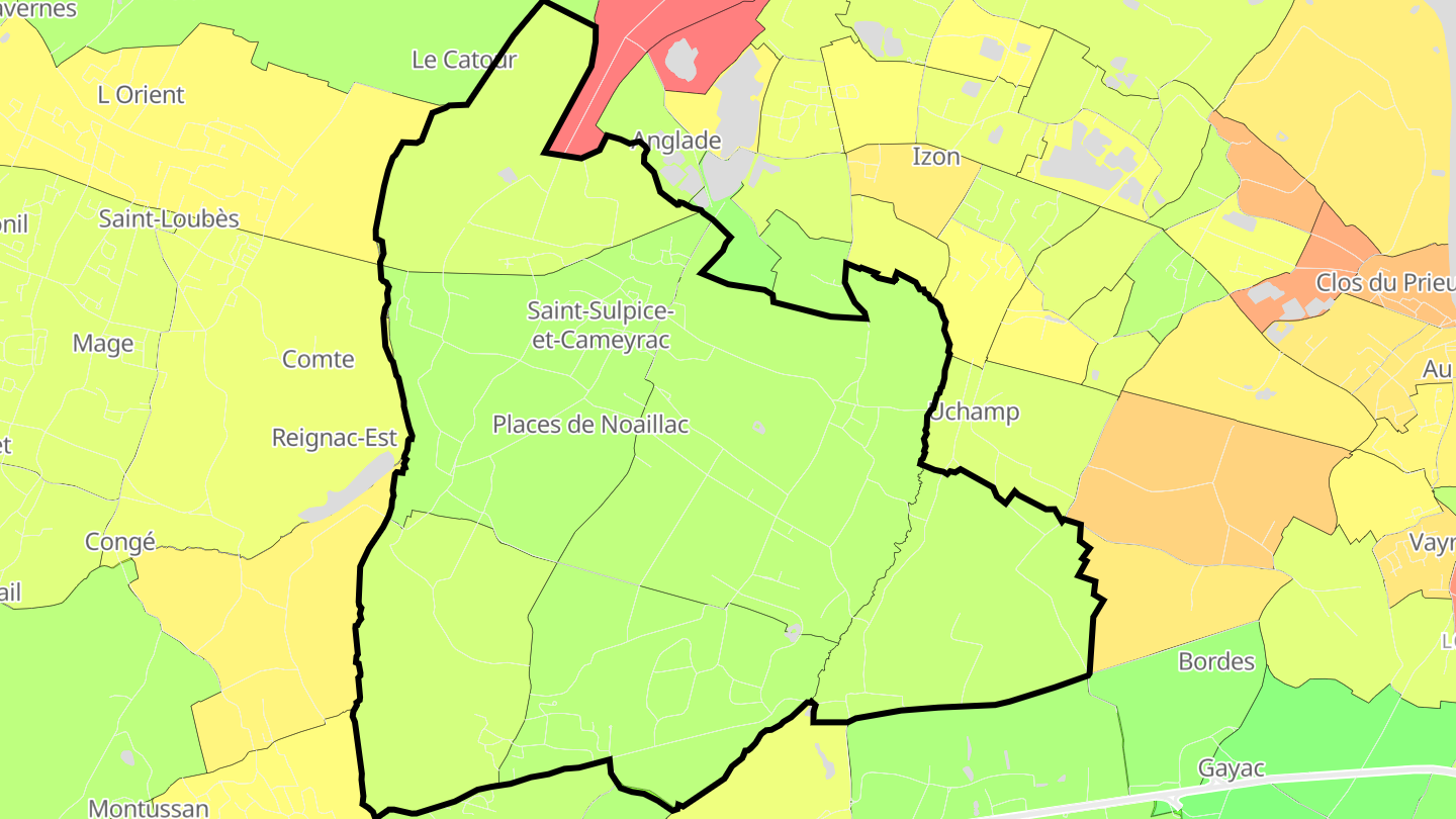 Carte des prix de l'immobilier Saint-Sulpice-et-Cameyrac
