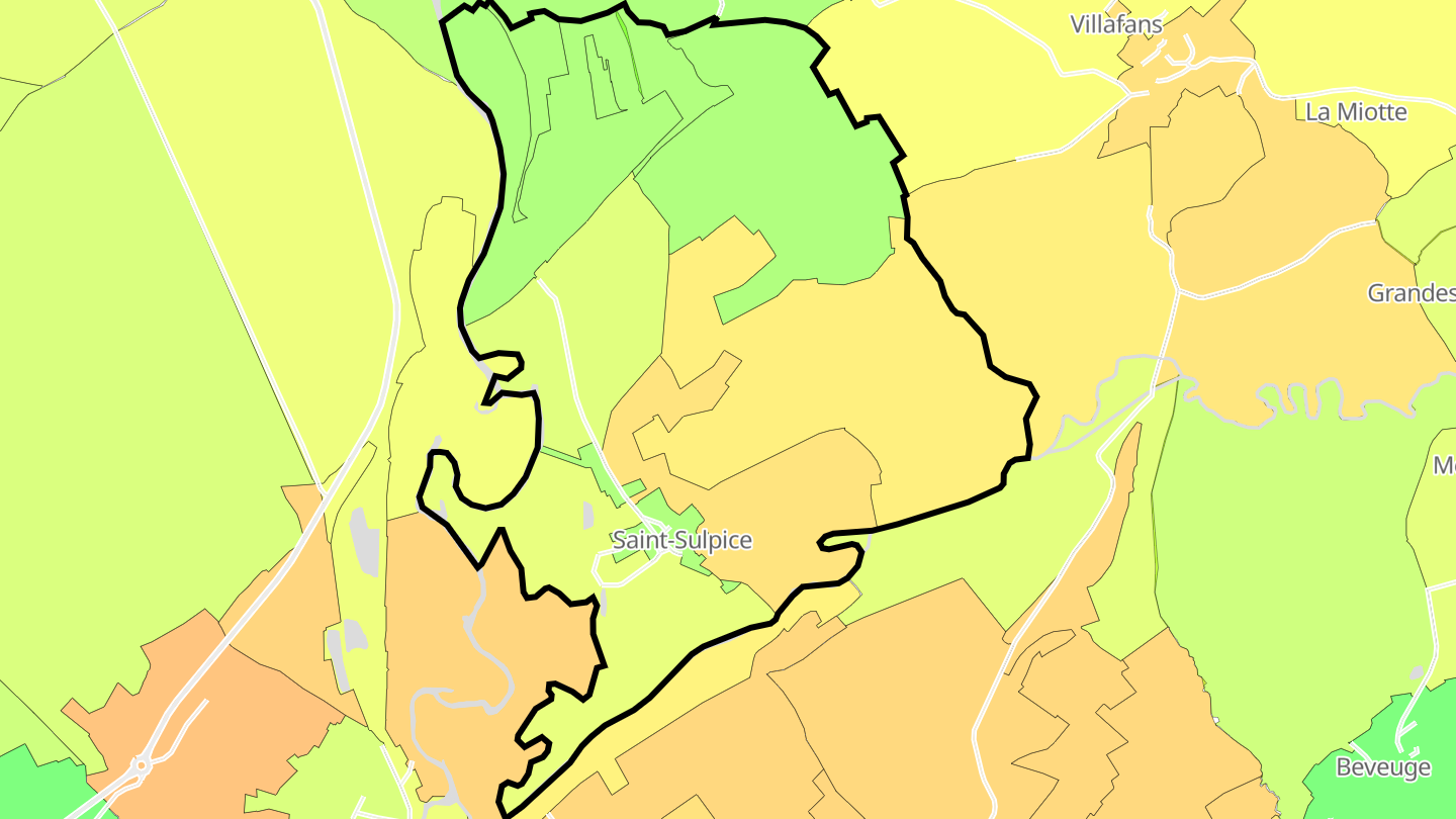 Carte des prix de l'immobilier Saint-Sulpice