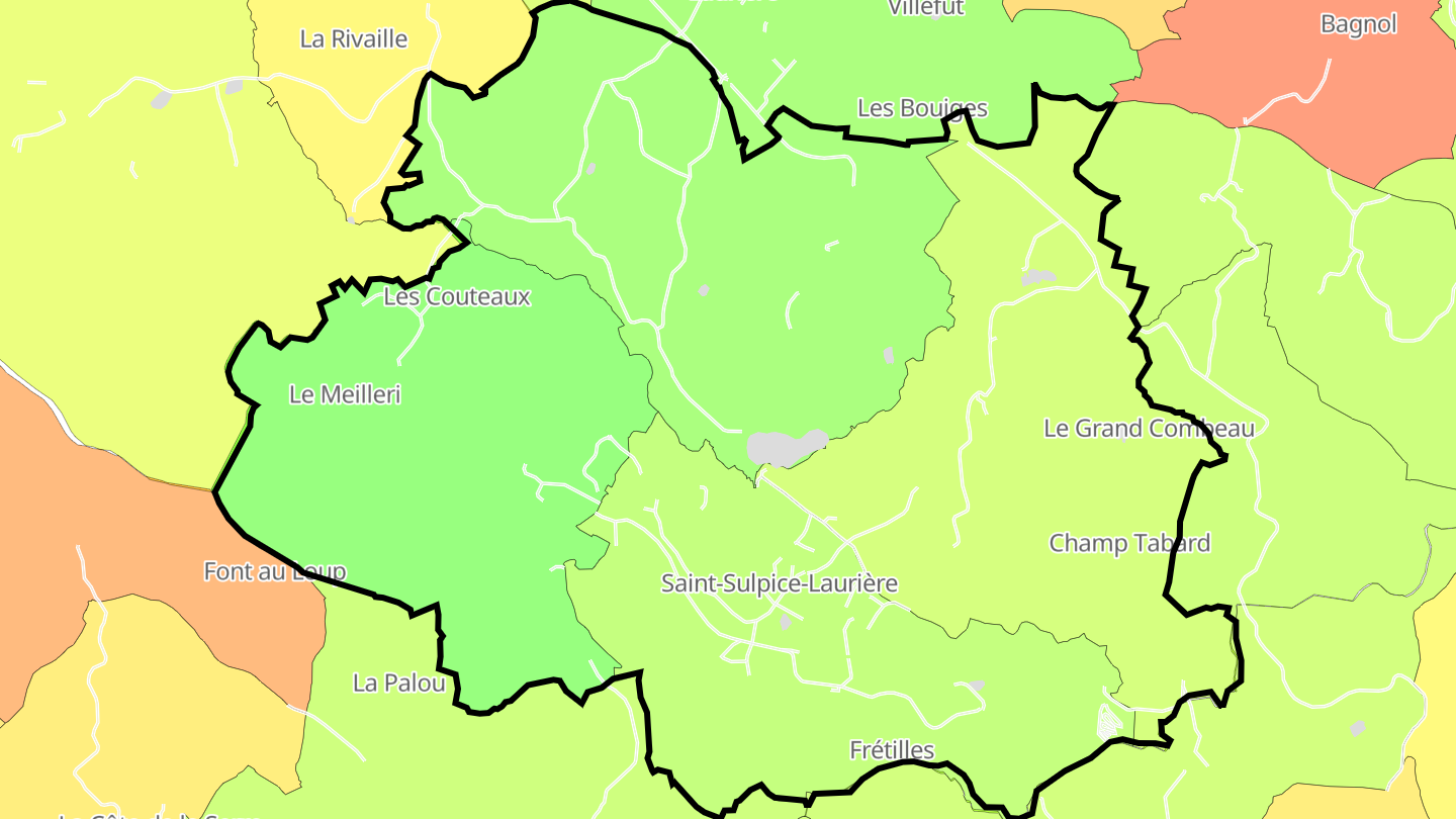 Carte des prix de l'immobilier Saint-Sulpice-Laurière