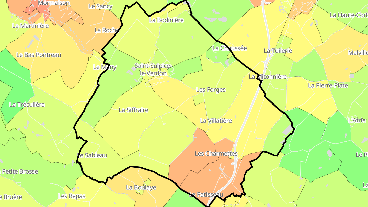 Carte des prix de l'immobilier Saint-Sulpice-le-Verdon