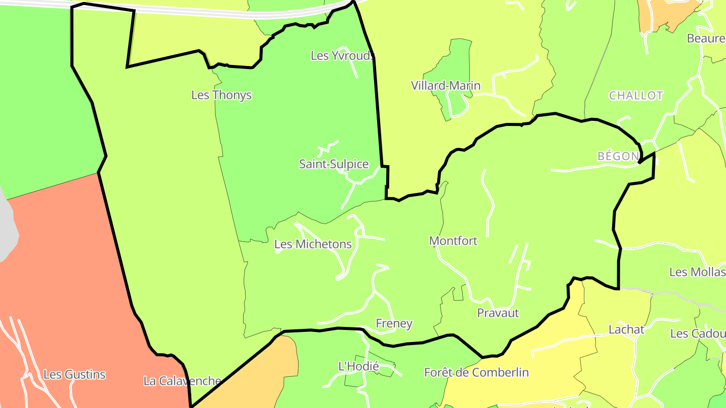 Carte des prix de l'immobilier Saint-Sulpice