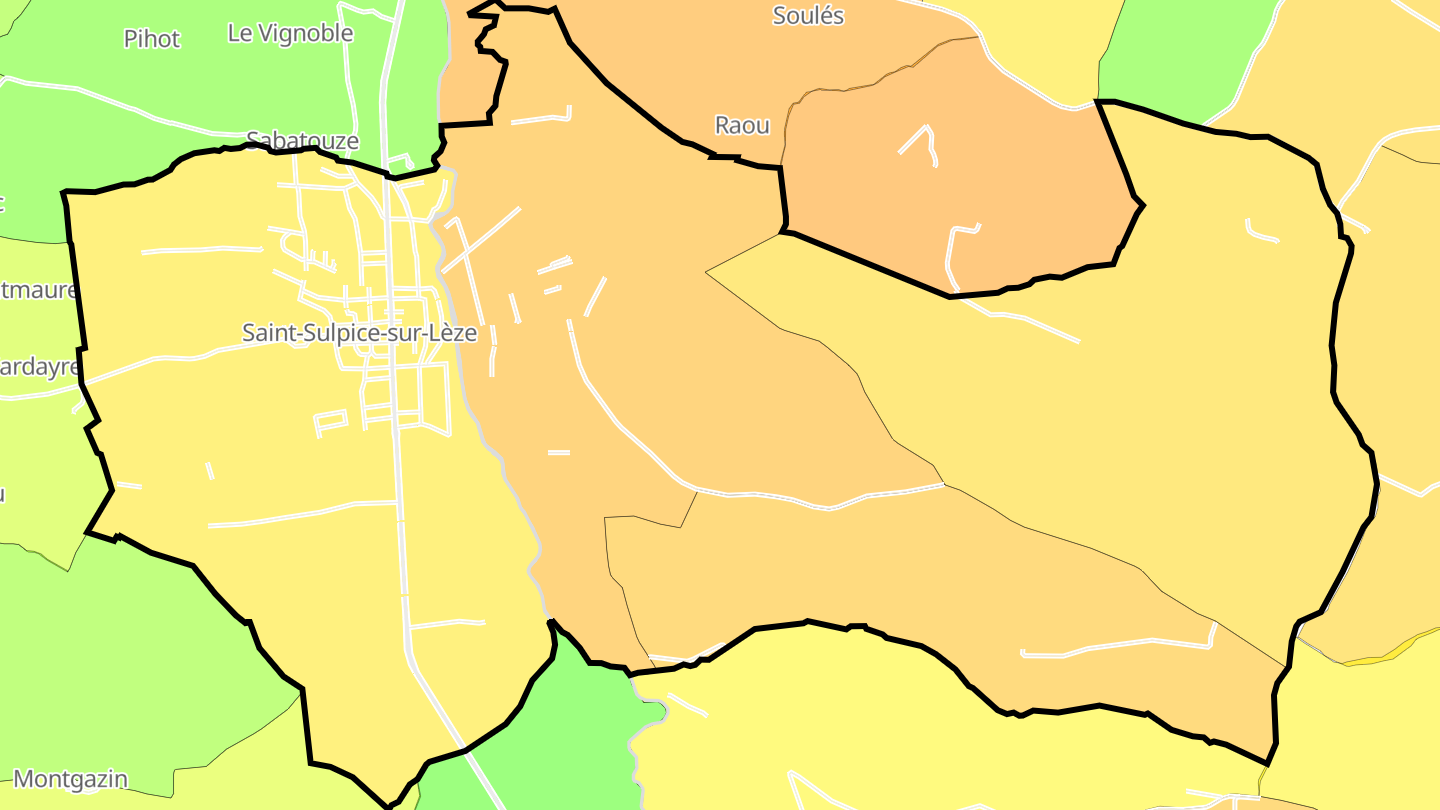 Carte des prix de l'immobilier Saint-Sulpice-sur-Lèze