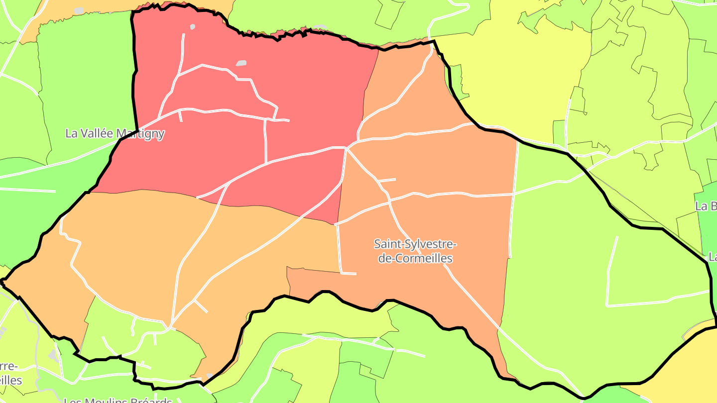 Carte des prix de l'immobilier Saint-Sylvestre-de-Cormeilles