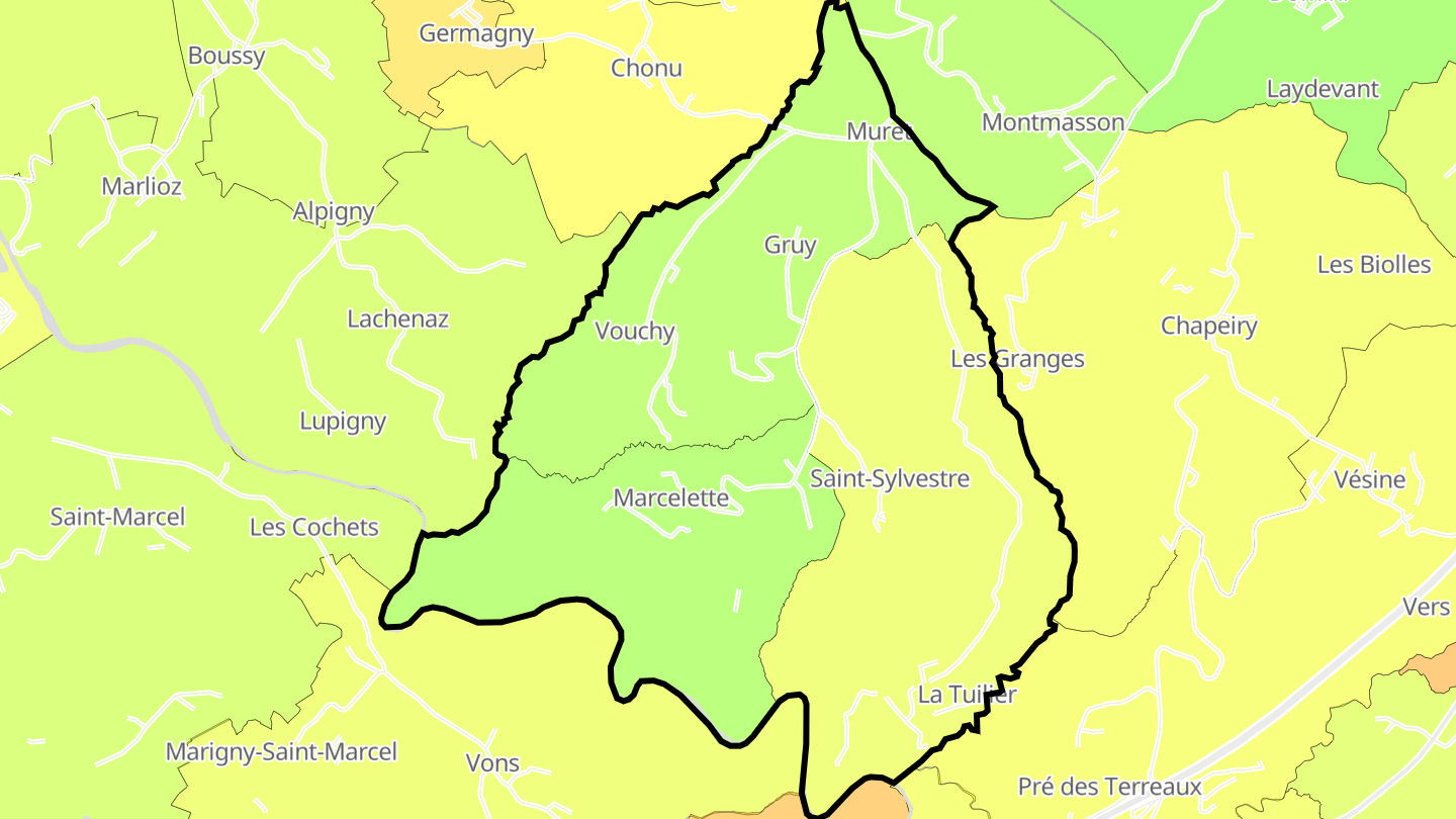 Carte des prix de l'immobilier Saint-Sylvestre