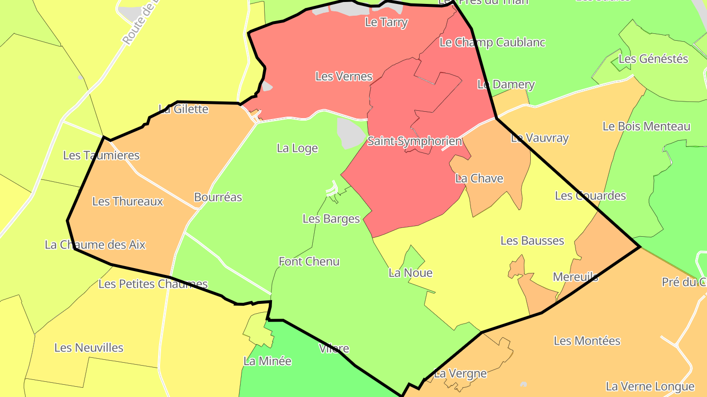 Carte des prix de l'immobilier Saint-Symphorien