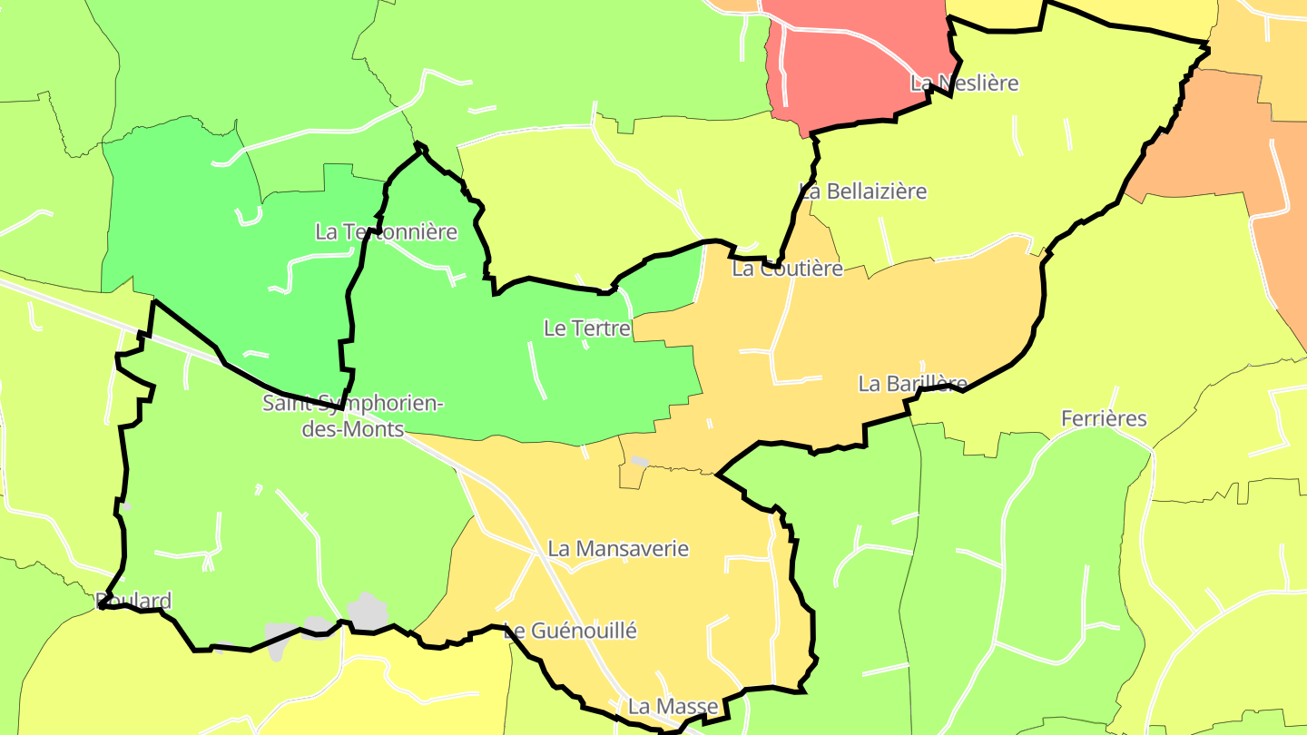 Carte des prix de l'immobilier Saint-Symphorien-des-Monts