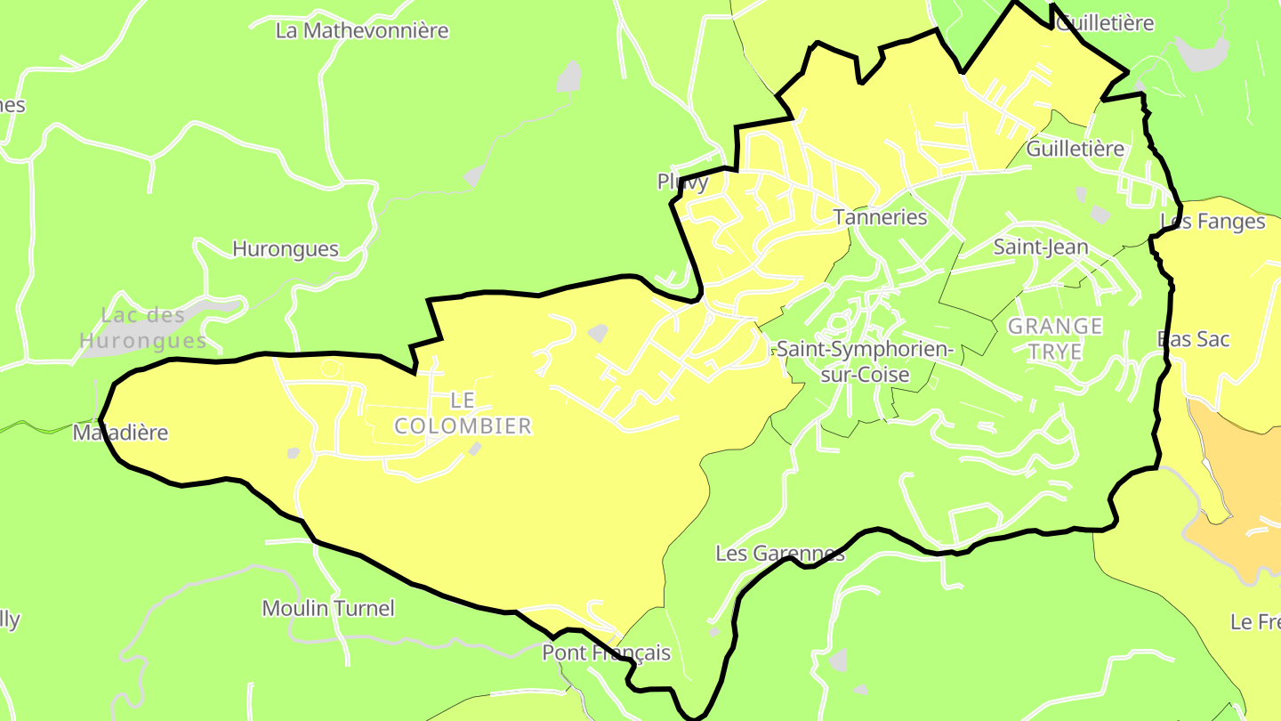 Carte des prix de l'immobilier Saint-Symphorien-sur-Coise
