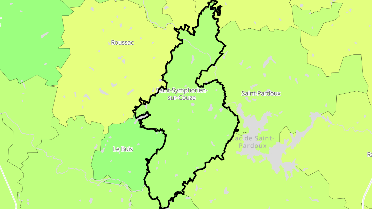 Carte des prix de l'immobilier Saint-Symphorien-sur-Couze