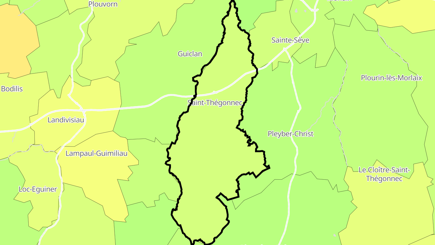 Carte des prix de l'immobilier Saint-Thégonnec Loc-Eguiner