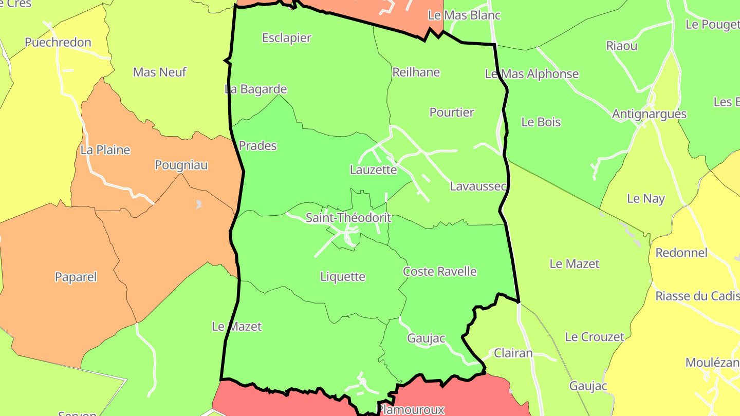 Carte des prix de l'immobilier Saint-Théodorit