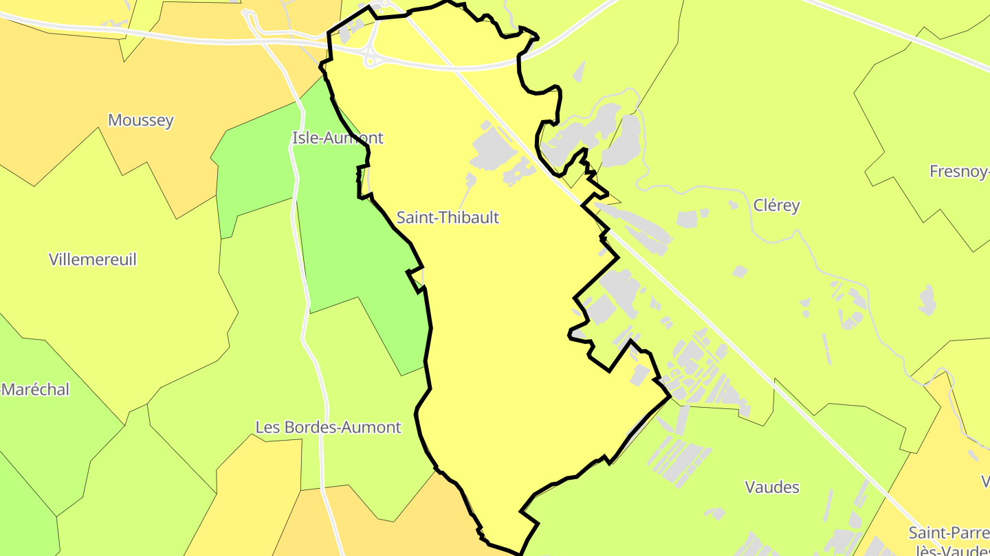 Carte des prix de l'immobilier Saint-Thibault