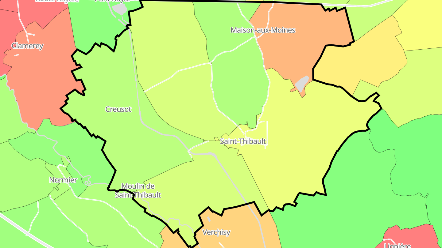 Carte des prix de l'immobilier Saint-Thibault