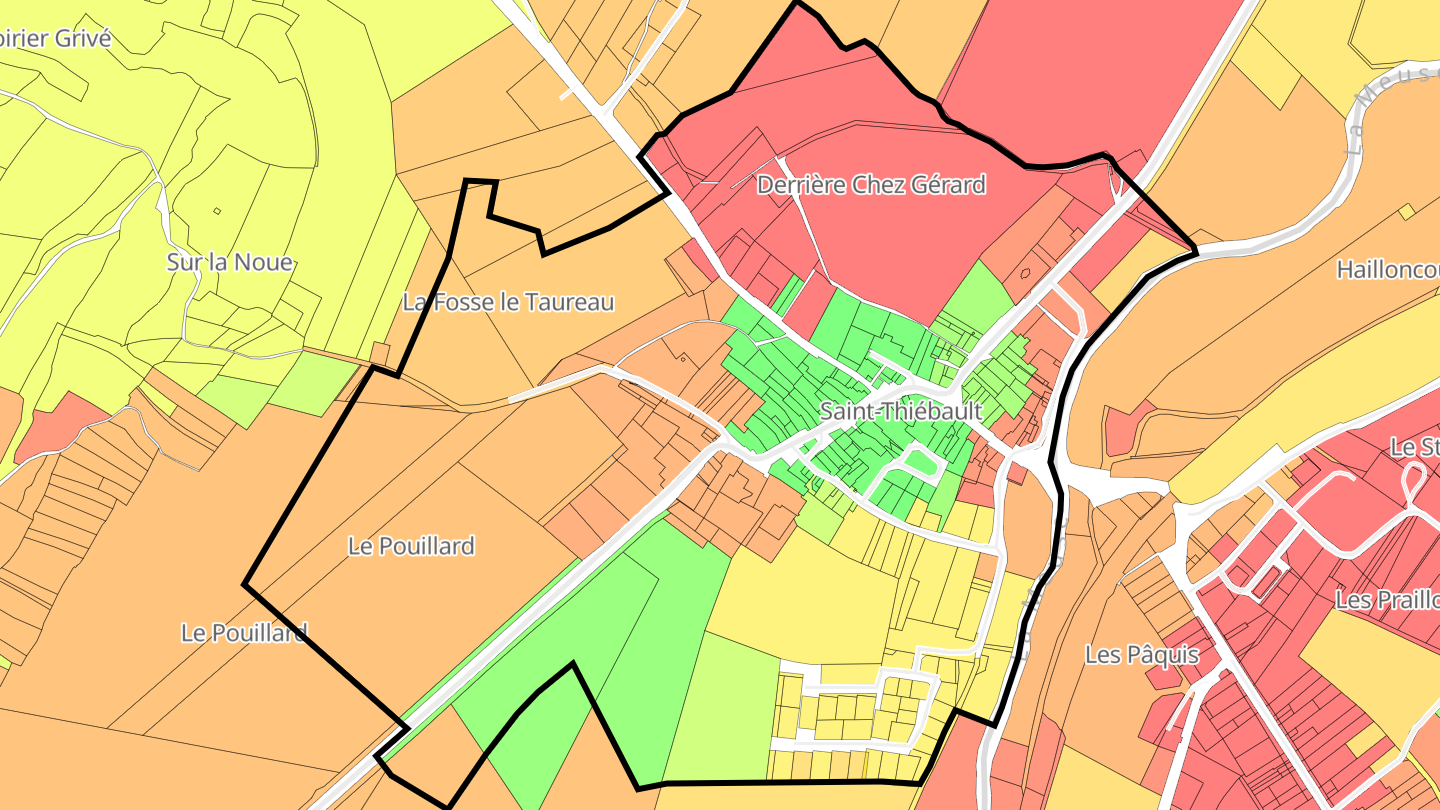 Carte des prix de l'immobilier Saint-Thiébault